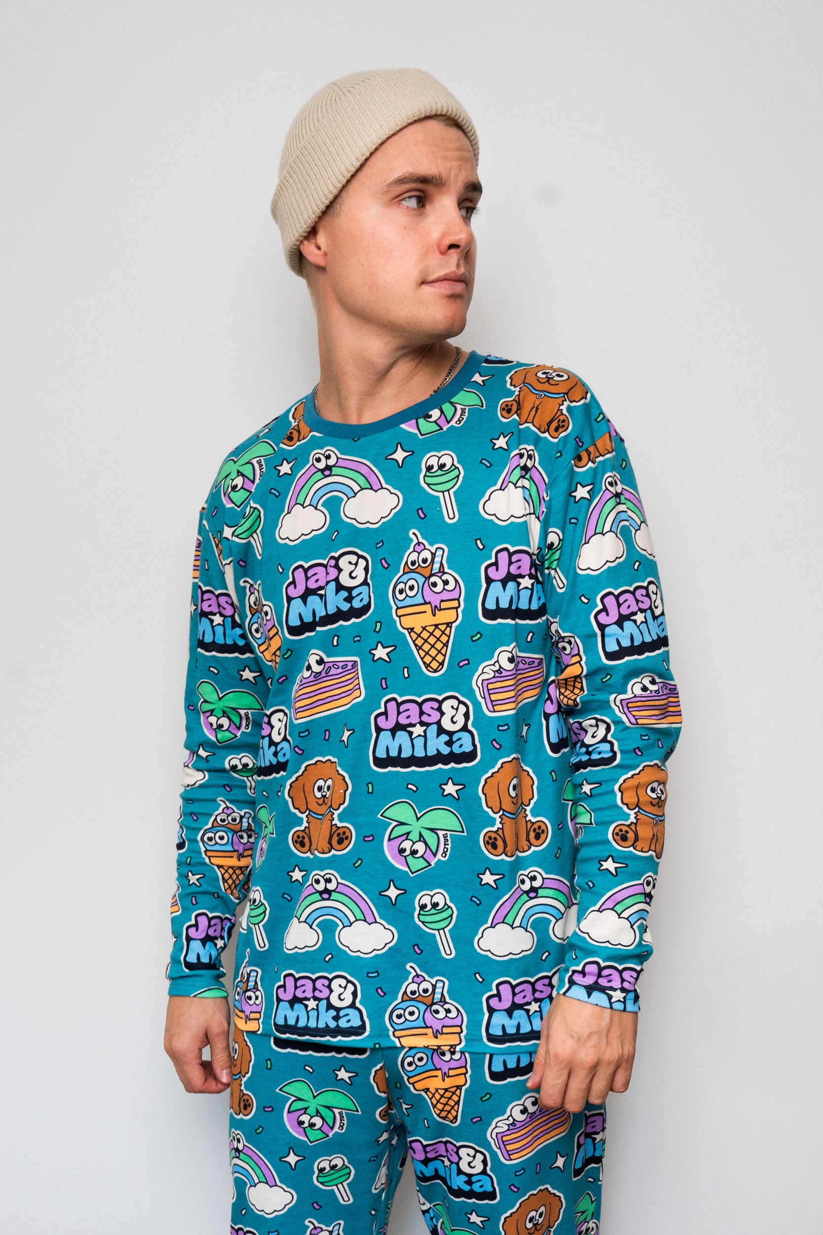 Jas & Mika "Dreams" Pyjamas Sæt - Blå (2 Dele, Trøje og Bukser)