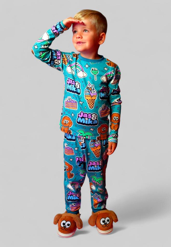 Jas og Mika "Dreams" Pyjamas Sæt - Blå (2 Dele, Trøje og Bukser)